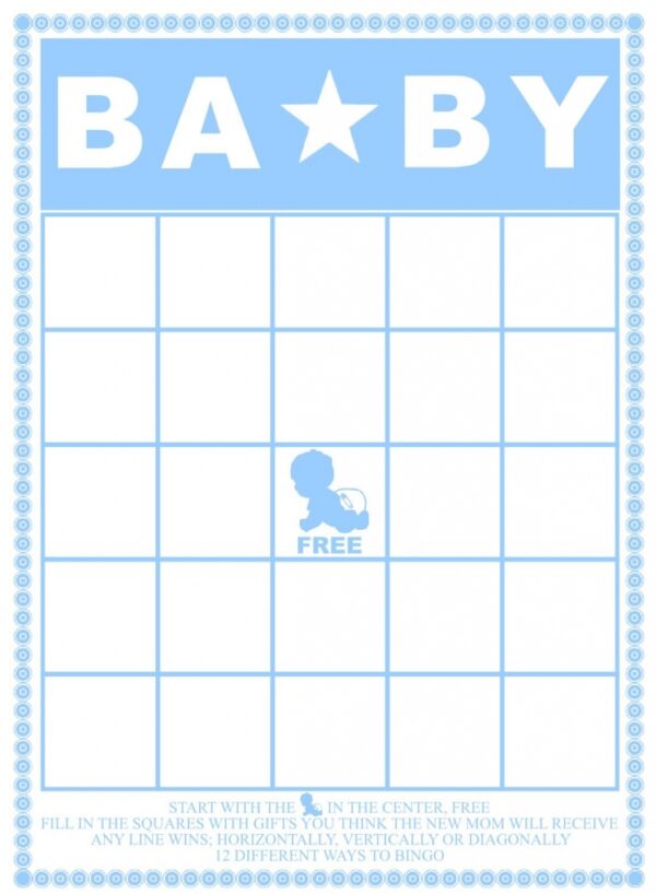 50 Free Printable Blank Baby Bingo Cards