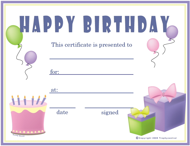 6 Best Images Of Birthday Printable Gift Certificates Templates 