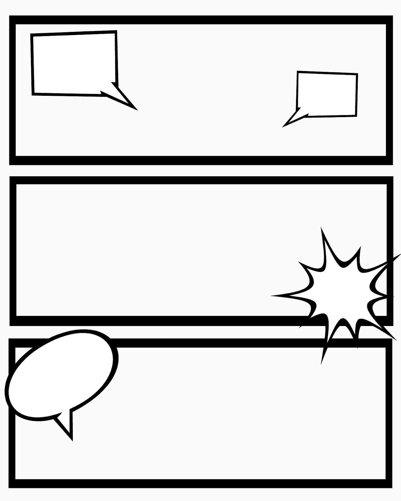 Kids Comic Book Strip Blank Template Printable