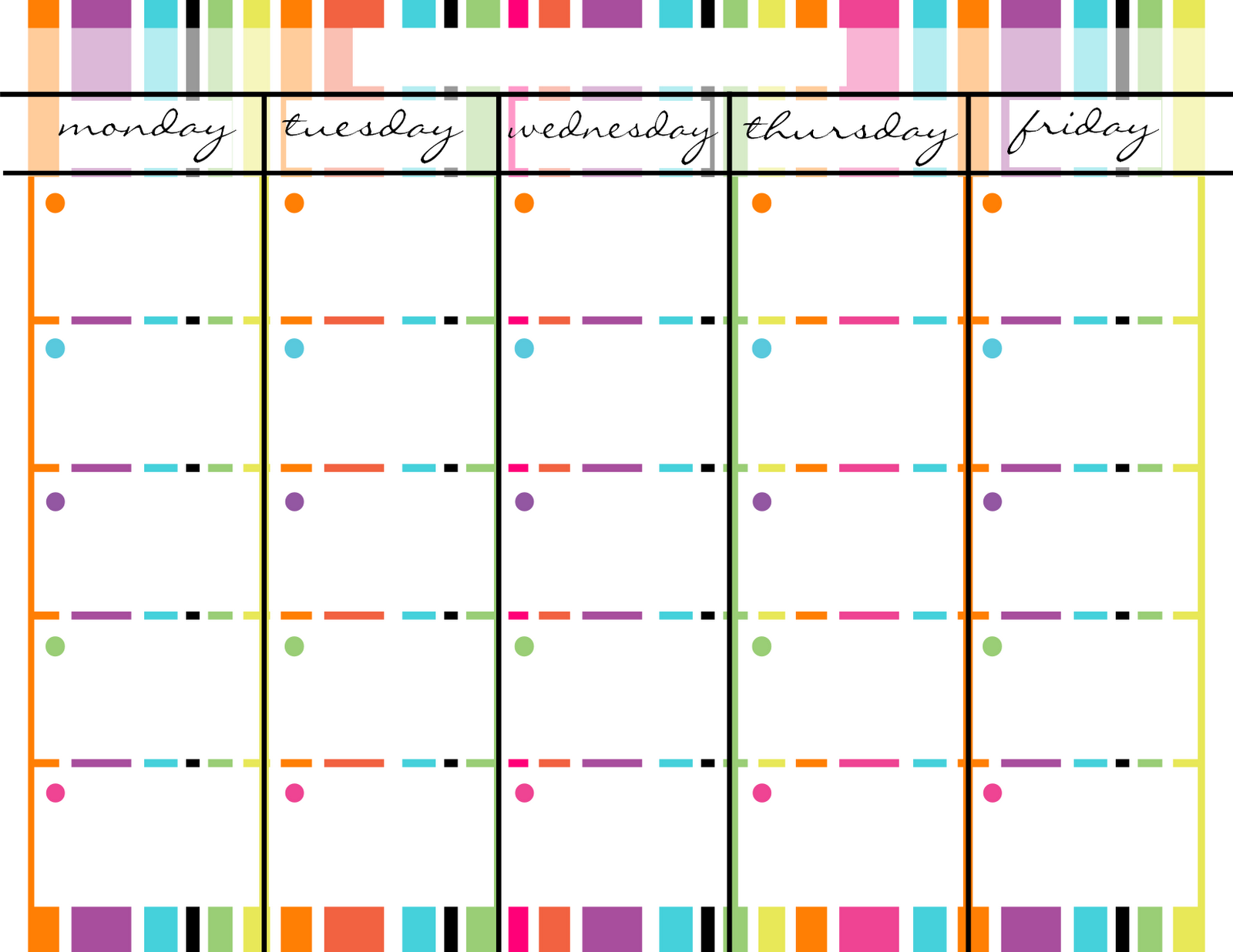 Blank Monthly Calendar Printable Monday Through Friday