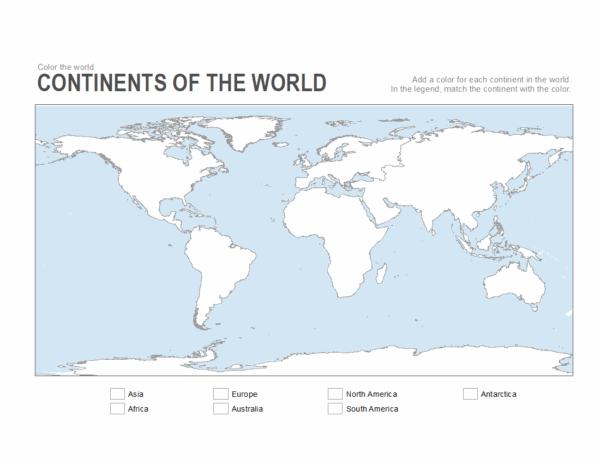 Printable Blank 7 Continents Map Simple