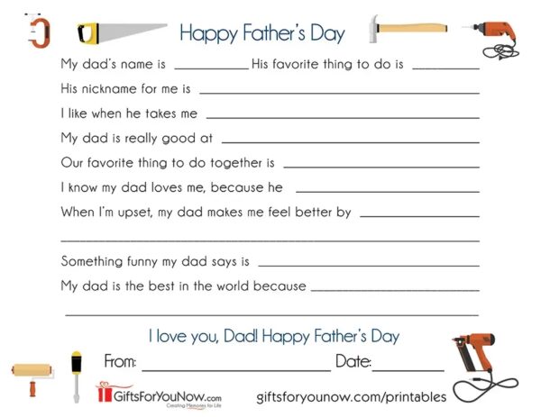 Fathers Day Fill In Blank Printable