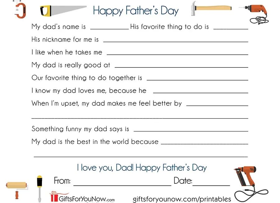 8 Fun Father 39 s Day Fill In The Blank Printables Kitty Baby Love