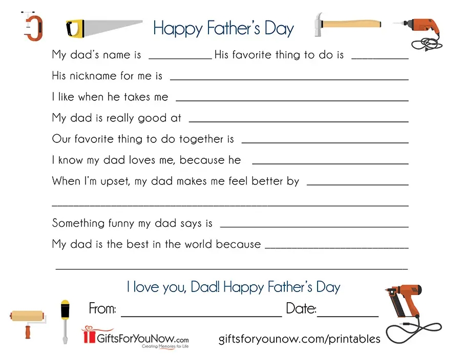 8 Fun Father 39 s Day Fill In The Blank Printables Kitty Baby Love