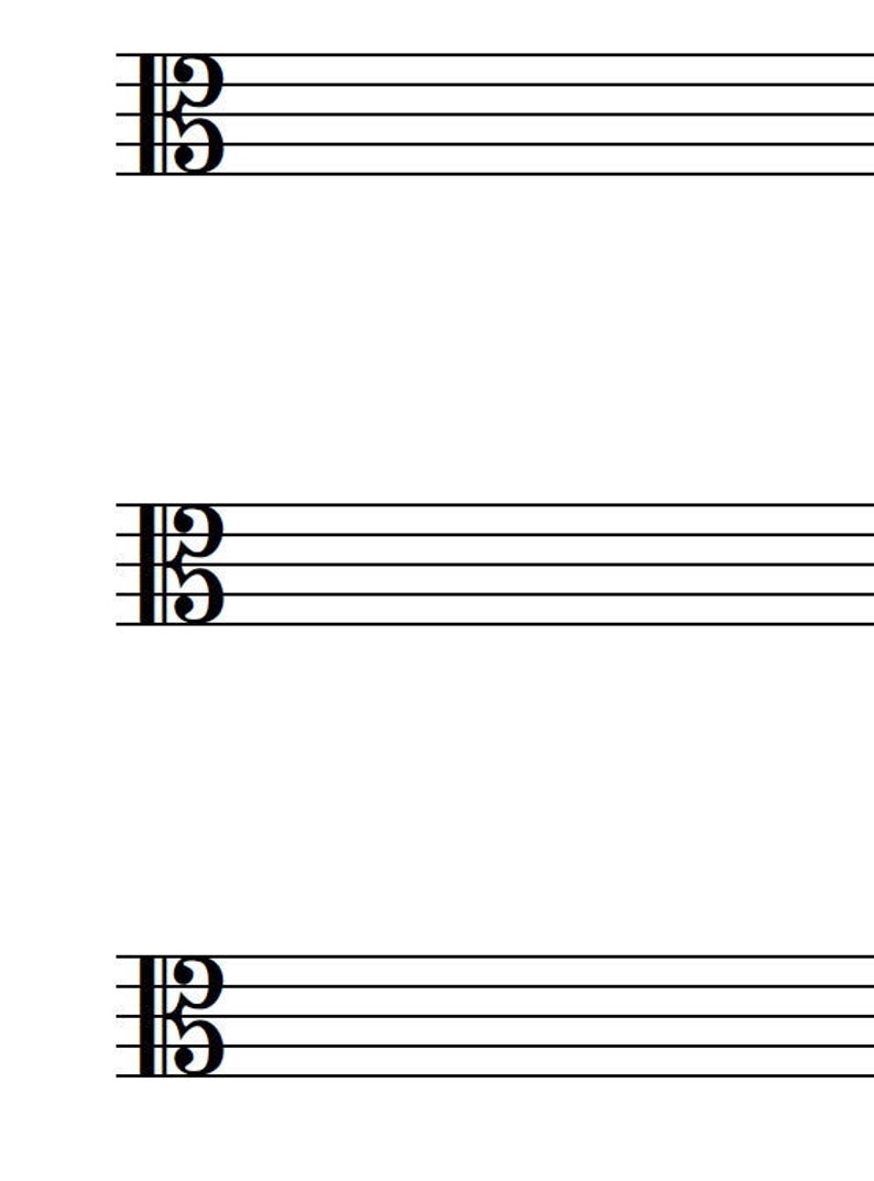A4 Music Blank Sheet Alto Clef 8 And 12 Staves Printable Etsy