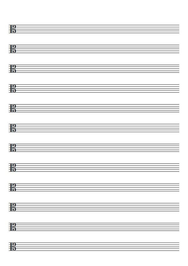 Printable Blank Sheet Music Alto Clef
