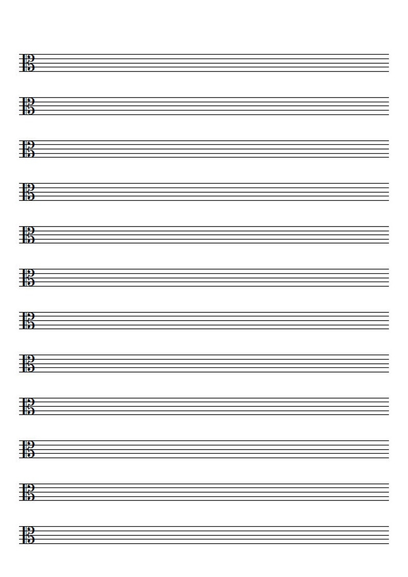 A4 Music Blank Sheet Alto Clef 8 And 12 Staves Printable Etsy