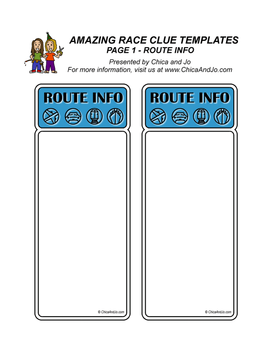 Amazing Race Clue Cards Printable Templates Amazing Race Clue Cards Printable Templates