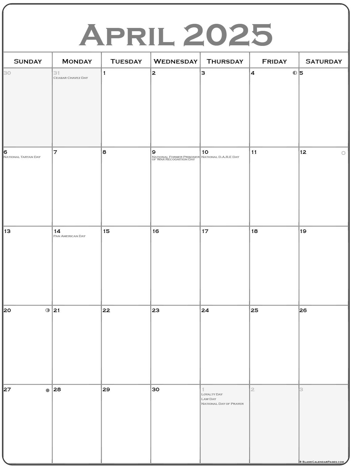 April 2025 Calendar Blank Template Printable April 2025 Calendar Blank Template Printable