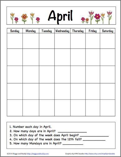 April Calendar Printable For Kids 2024 CALENDAR PRINTABLE