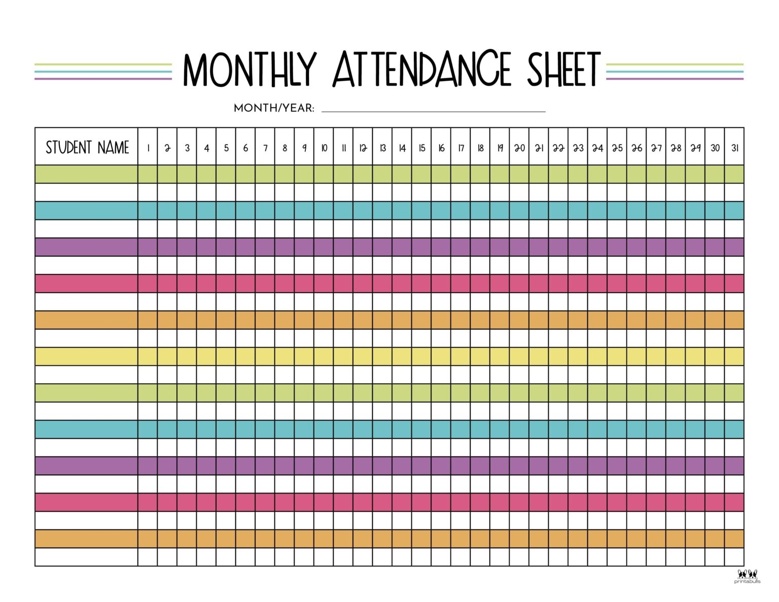 Attendance Sheets 52 FREE Printables Printabulls Attendance Sheets 52 FREE Printables Printabulls