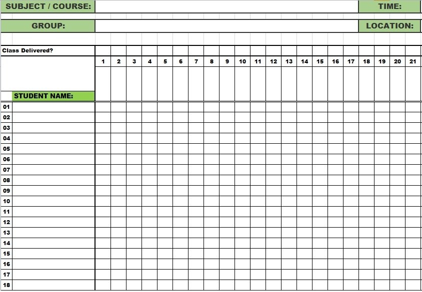 Blank Landscape Attendance Tracker With Printables Free