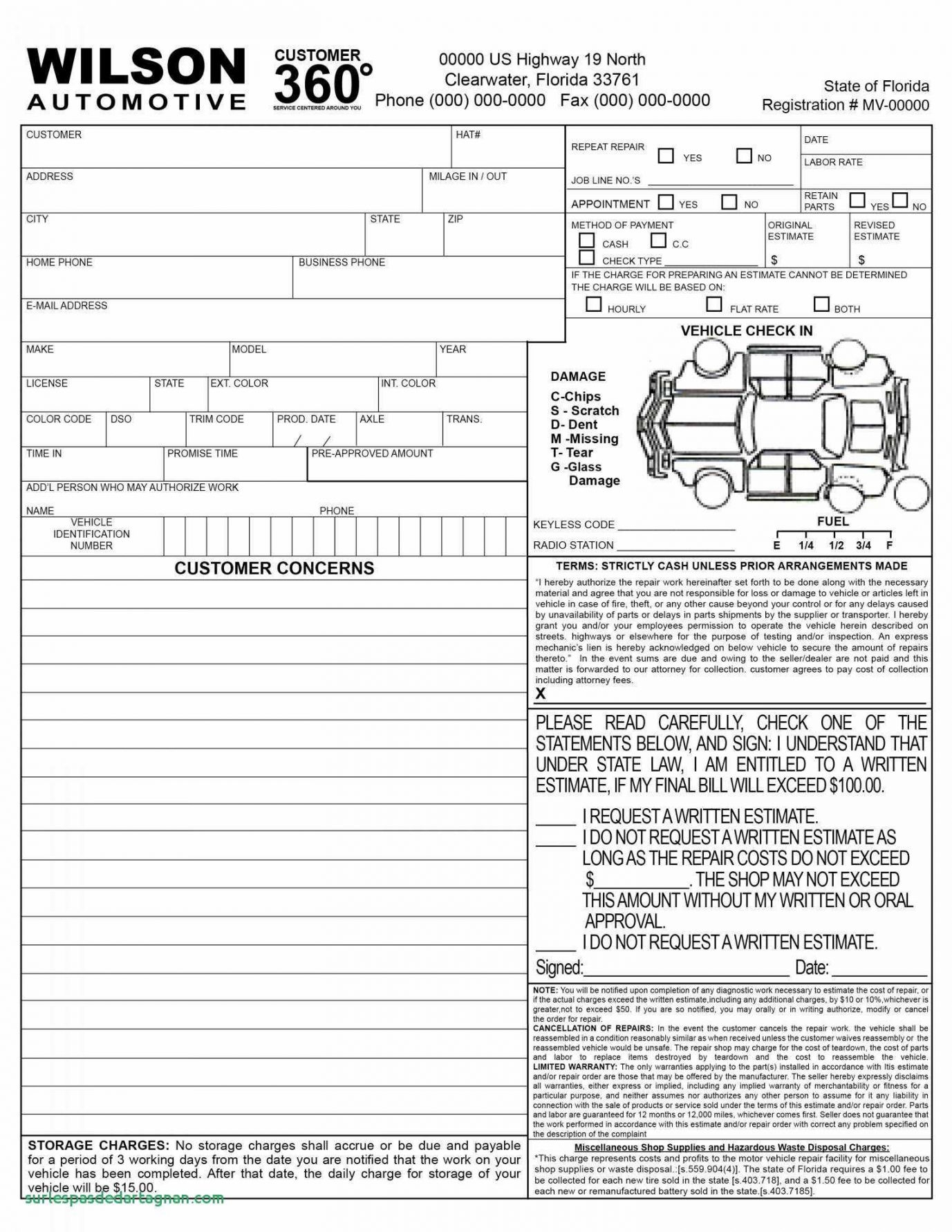 Auto Body Shop Estimate Template Content Calendar Template