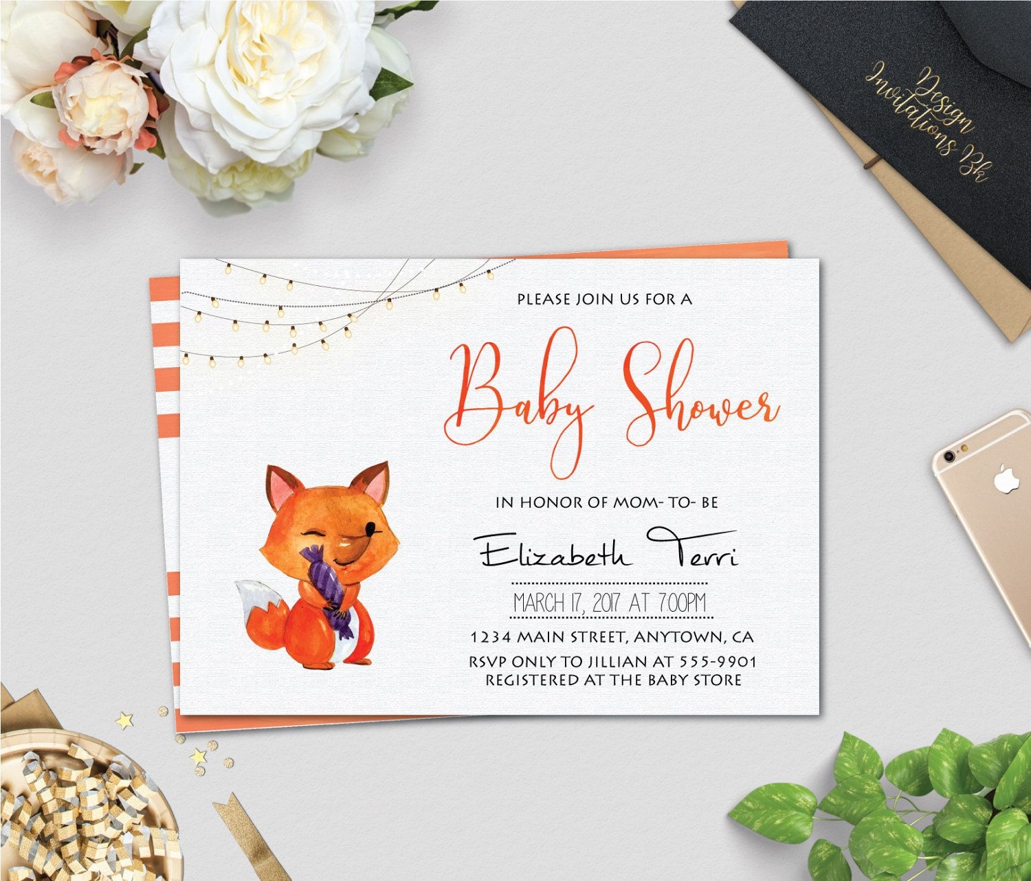 Baby Shower Invitation Fox Baby Shower Invitation Printable Baby 