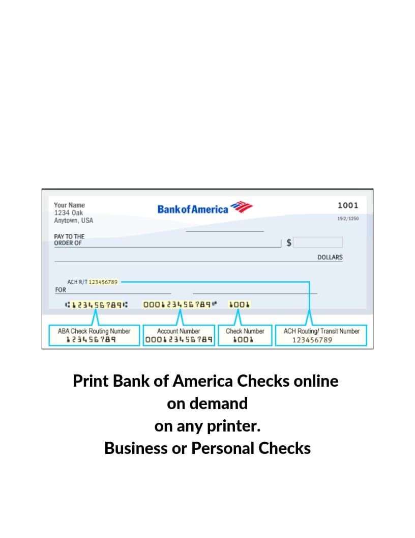 Bank Of America Printable Blank Checks