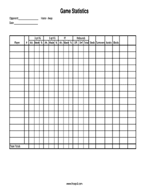 Printable Blank Basketball Stat Sheet Templates
