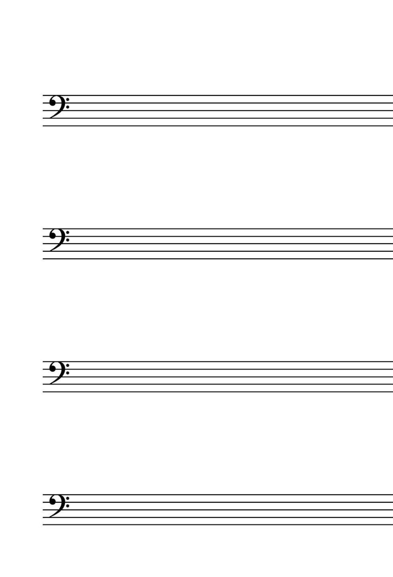 Bass Clef Printable Blank Sheet Music Music Staff Paper Letter a4 