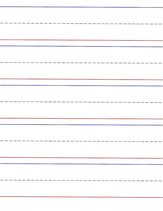 Beginner 2 Printable Lined Paper Red Bottom Blue Top Etsy Beginner 2 Printable Lined Paper Red Bottom Blue Top Etsy