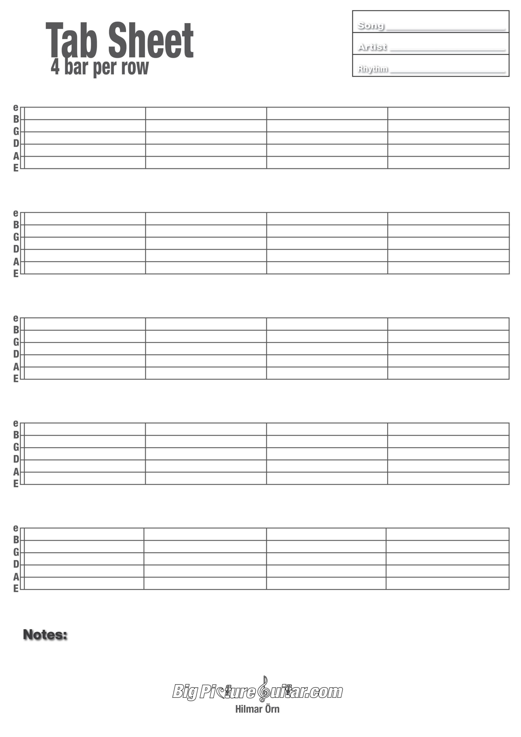 Beginner Guitar Tablature Printable Beginner Guitar Tablature Printable