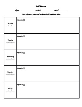 Bell Ringer Form By Science Staples Teachers Pay Teachers