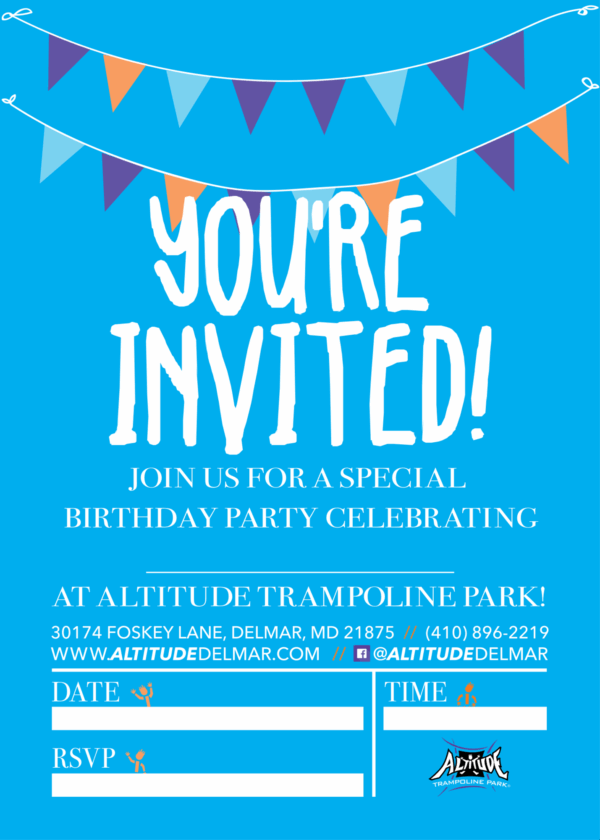 Altitude Trampoline Park Printable Blank Invitations