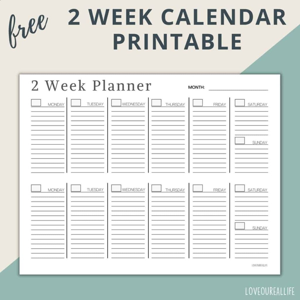 Blank Two Week Calendar Printable Weekdays Blank Two Week Calendar Printable Weekdays