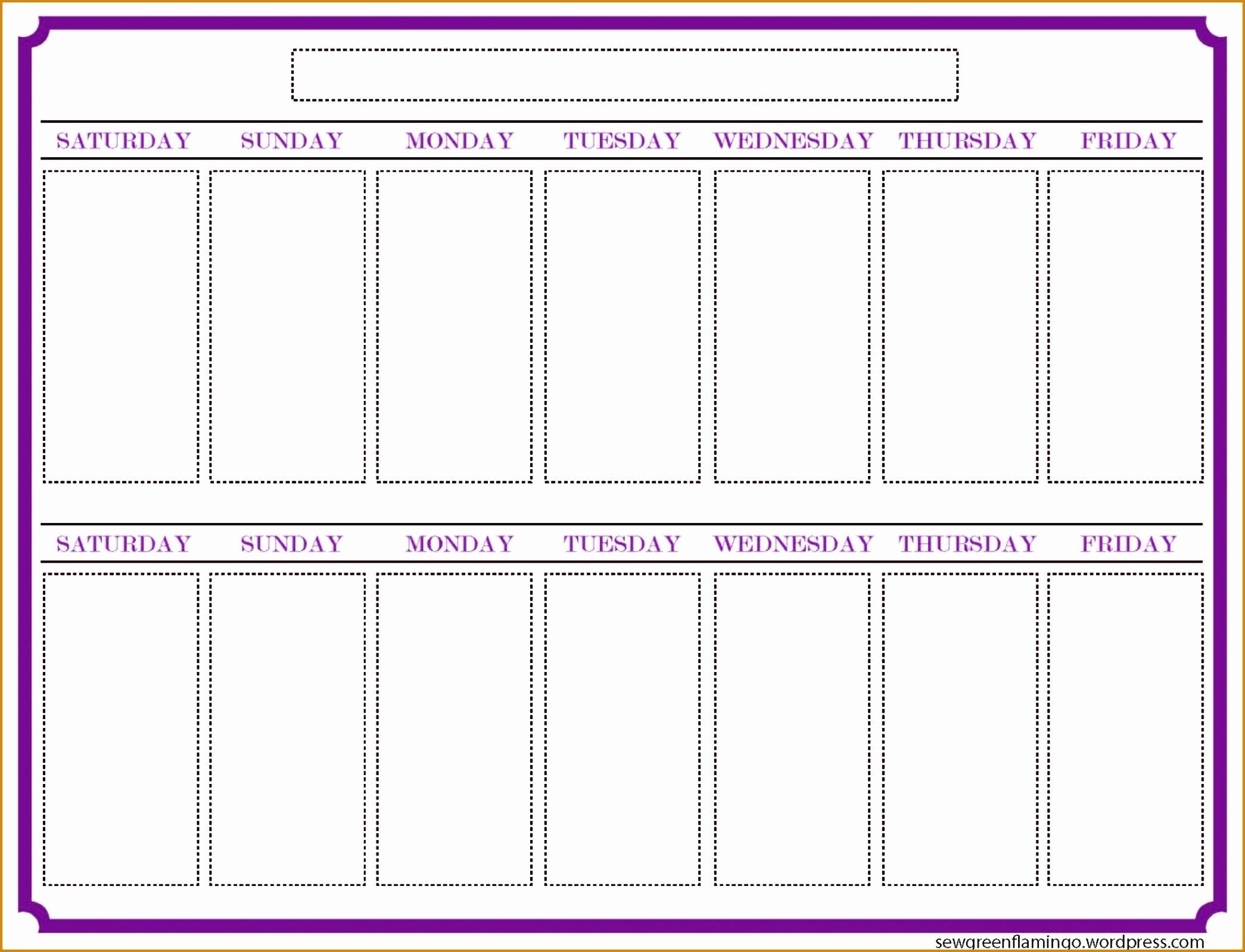 Blank 2 Week Calendar Printable Blank 2 Week Calendar Printable