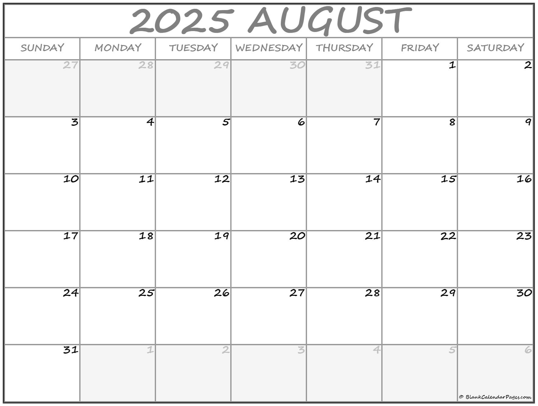 Blank 2printable August 2025 Calendar Mason William Blank 2printable August 2025 Calendar Mason William