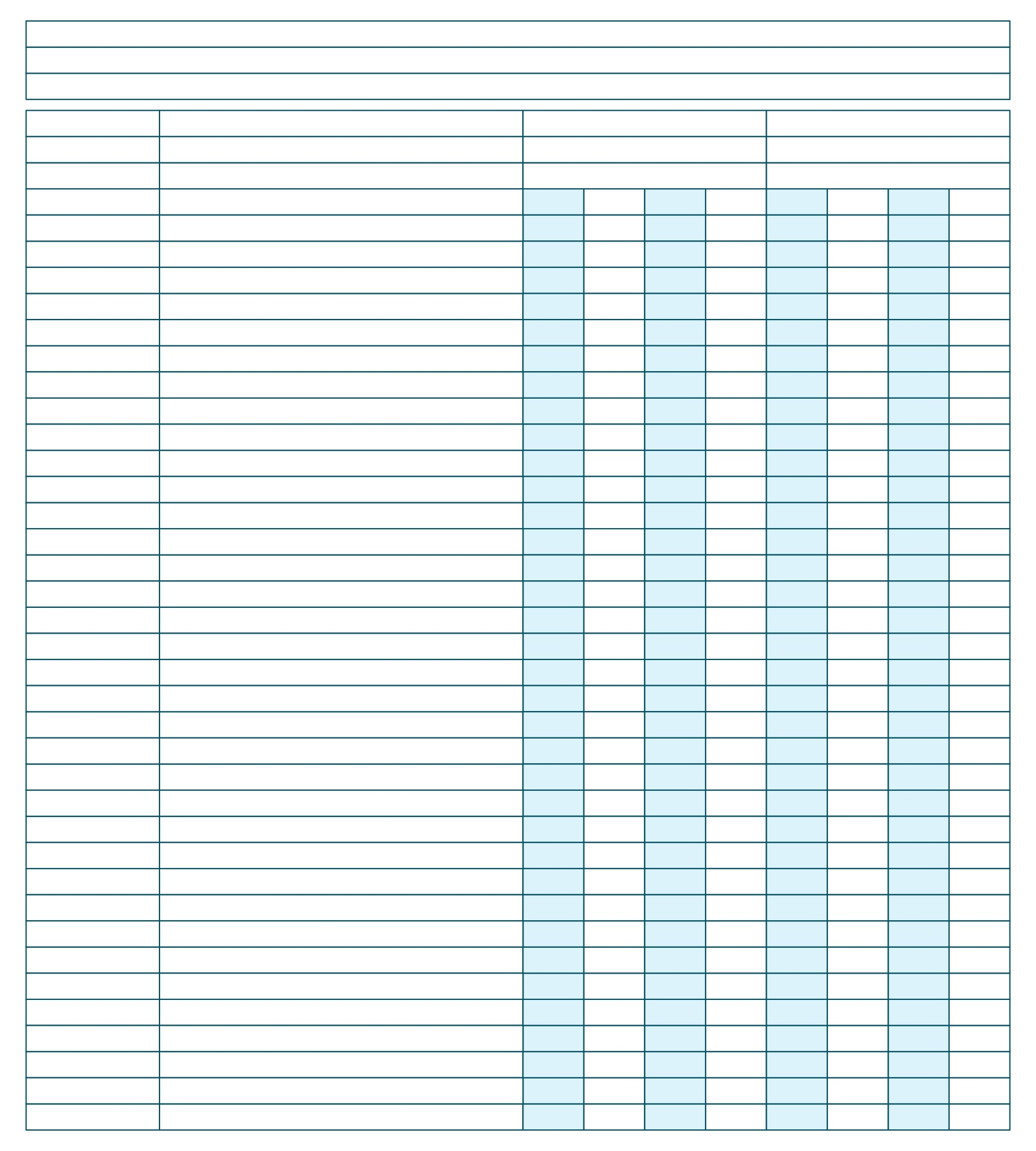 Blank 4 Column Chart Blank 4 Column Chart