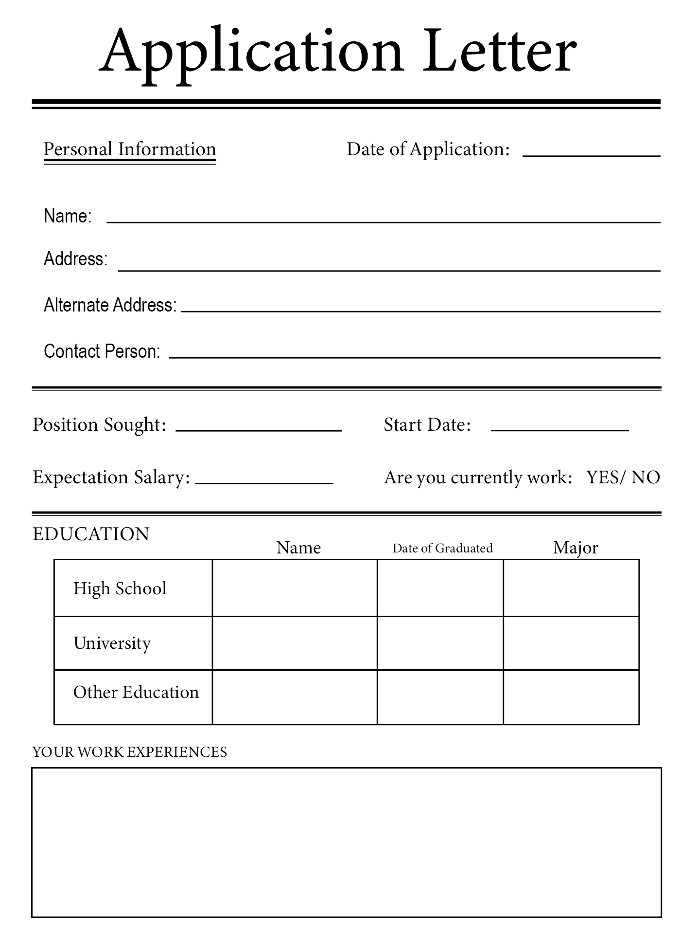 Blank Application For Employment 10 Free PDF Printables Printablee Blank Application For Employment 10 Free PDF Printables Printablee