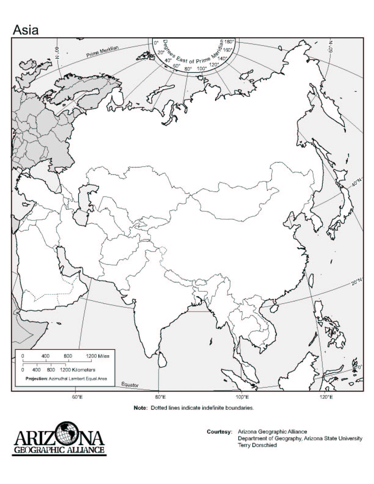 Blank Asia River Map