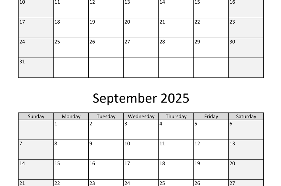 Blank August And September 2025 Calendar Free Printable Ryder Bruny