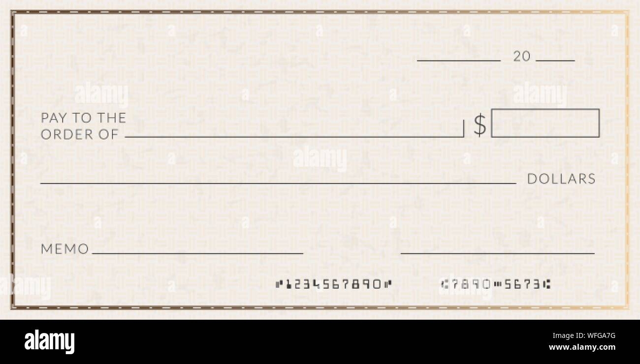 Blank Bank Check Template Fake Cheque Page Mockup Stock Vector Image 