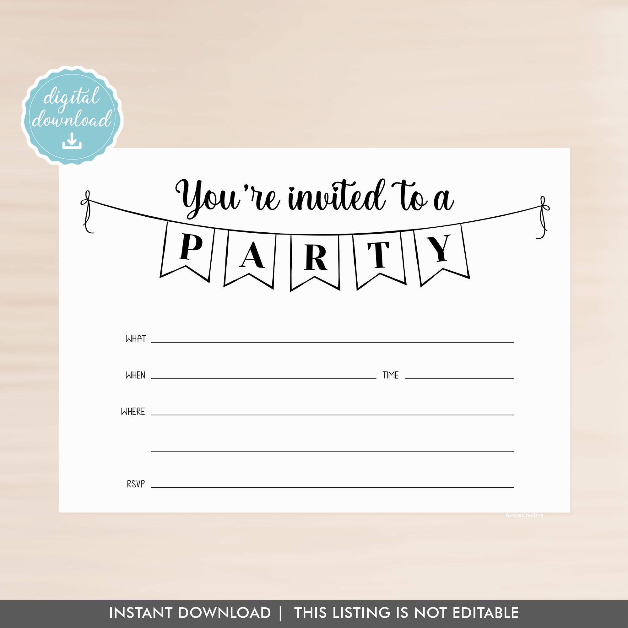 Blank Birthday Invitation Blank Birthday Invitation