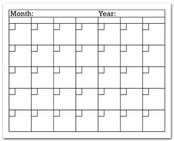 Small Planner Free Printable Blank Calendar Sheets