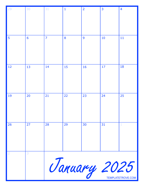Blank Calendar Free Printable 2025 Calendar Printable