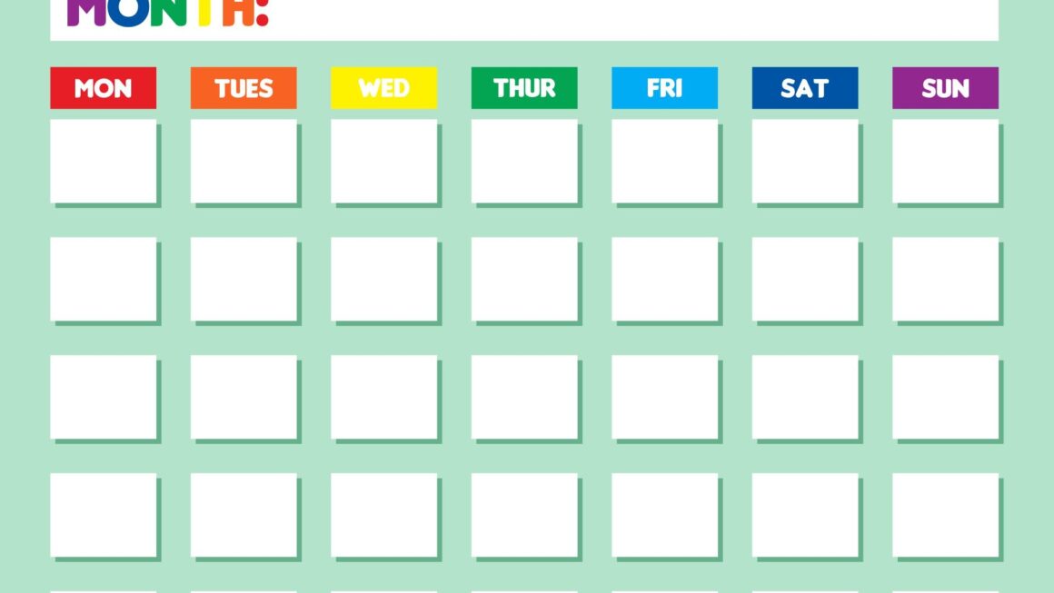 Blank Calendar Printable Colorful