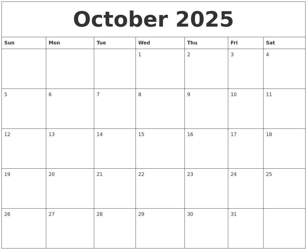 Blank Calendar Template 2025 October Frida N Ravn Blank Calendar Template 2025 October Frida N Ravn
