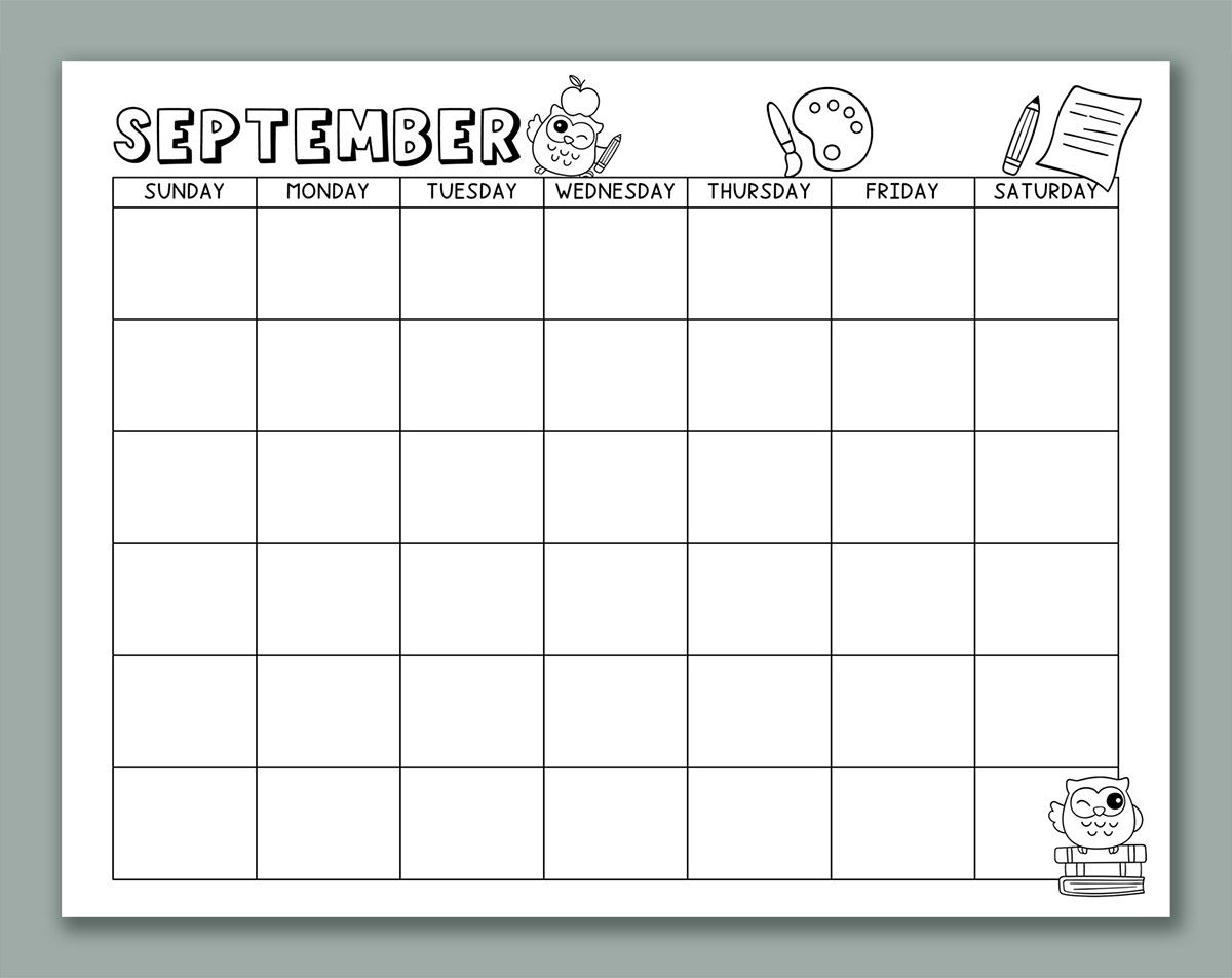 Blank Calendar Template For Kids