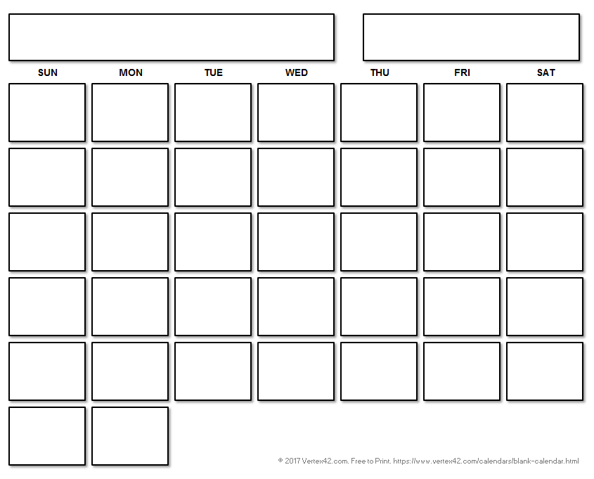 Blank Calendar Template Free Printable Blank Calendars By Vertex42