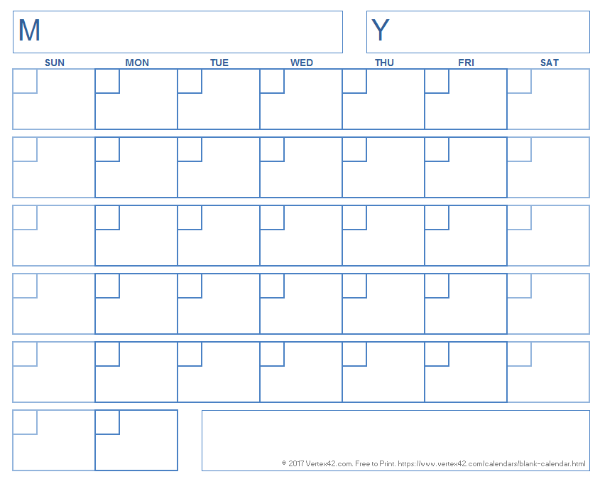 Printable Calendar Blank Template With Numbers