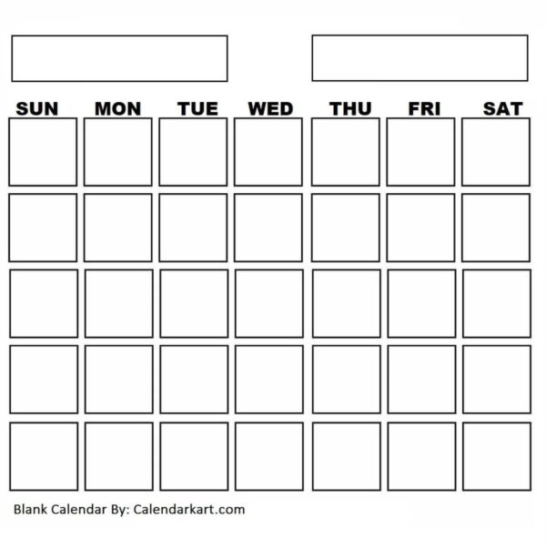 4 X 6 Blank Calendar Printable