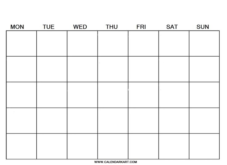 Blank Calendar Template Starting With Monday Blank Calendar Printable