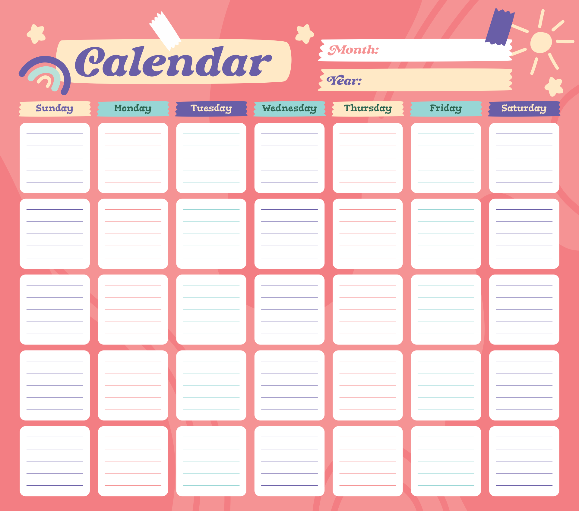 Fill In The Blank Printable Calendar Fill In The Blank Printable Calendar