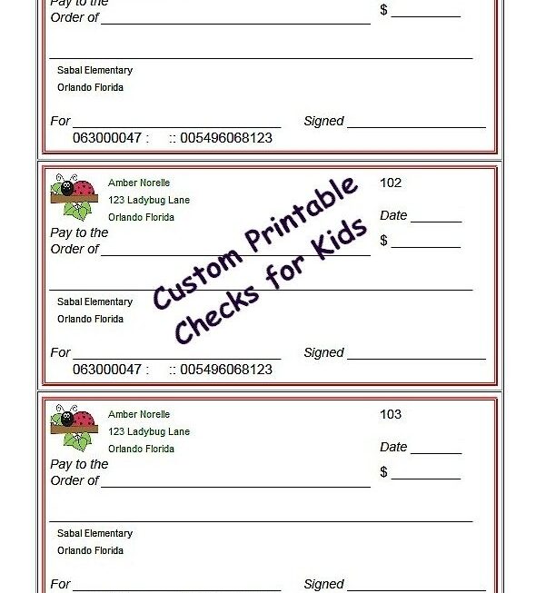 Blank Checks Template Printable Play Checks For Kids In 2022 Blank