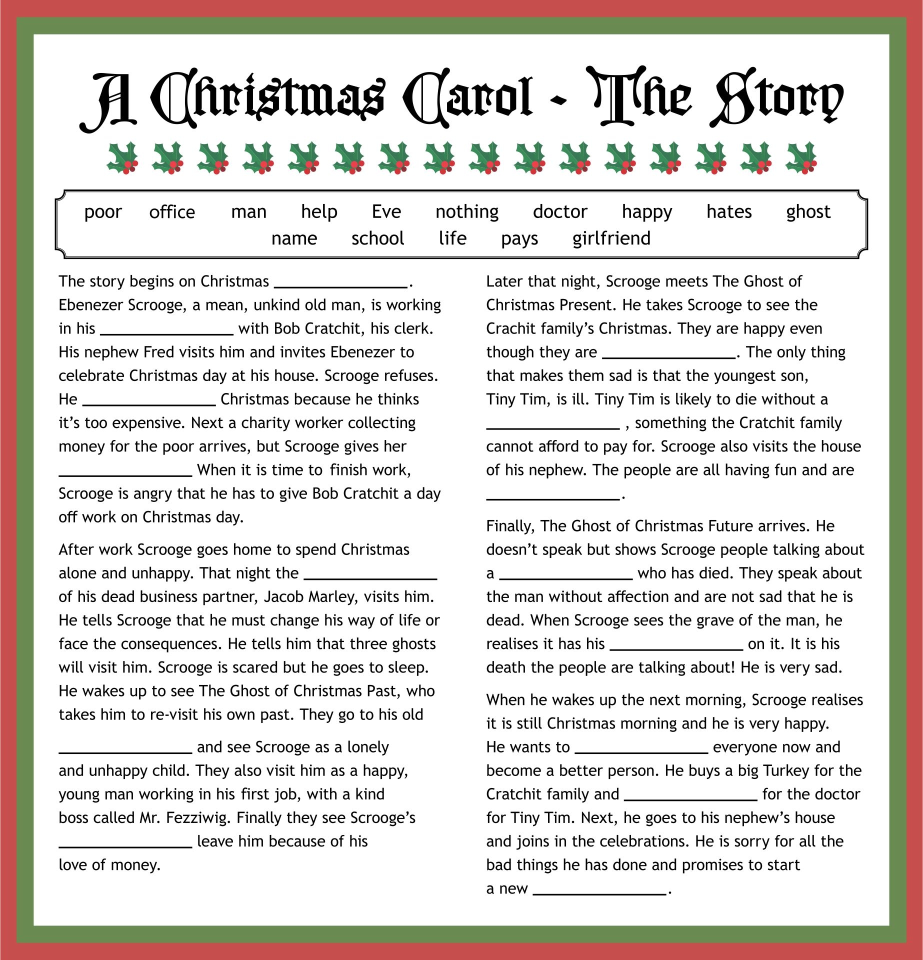 Blank Christmas Mad Libs 13 Free PDF Printables Printablee Blank Christmas Mad Libs 13 Free PDF Printables Printablee