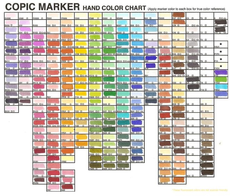 Blank Copic Marker Color Chart Printable Sara T Bean