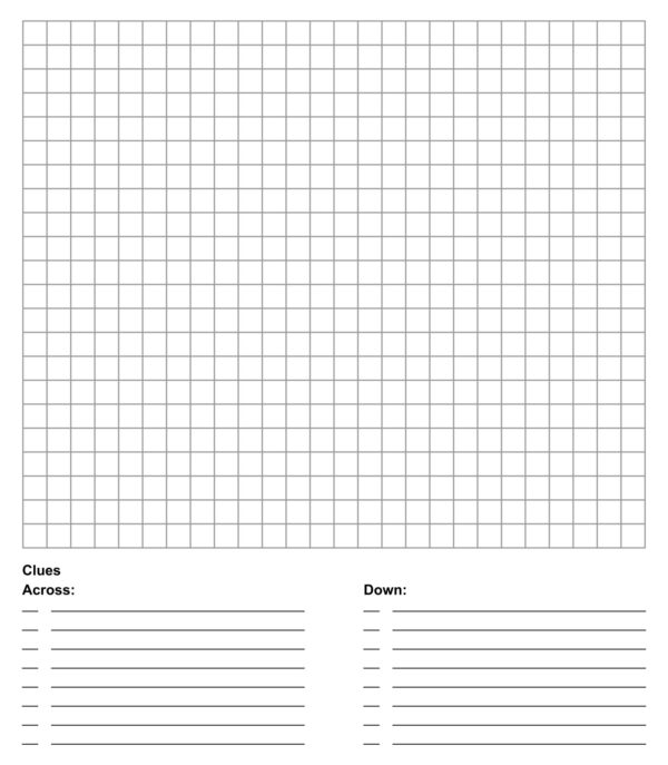 Free Blank Crossword Puzzle Template Printable