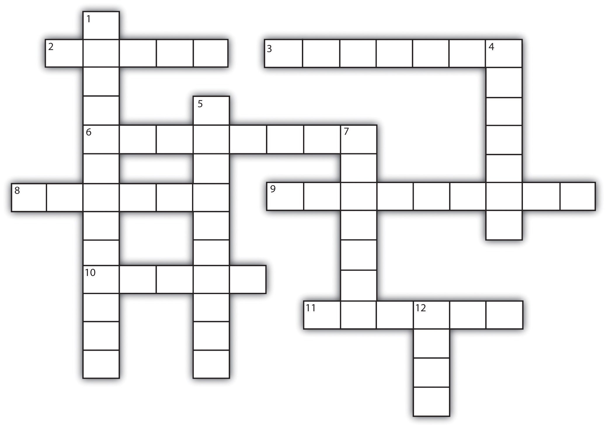 Blank Crossword Puzzle 16 Words Printable
