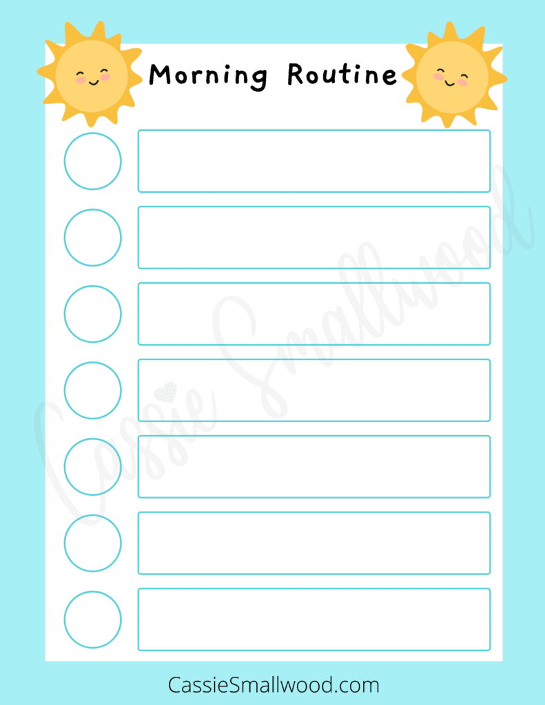 Blank Daily Routine Chart